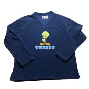 Vintage Looney Tunes Tweety Bird Fleece Women's XL Navy Blue